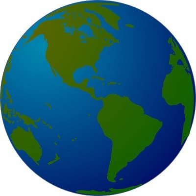 globe terrestre montrant la proportion de terre et d'eau